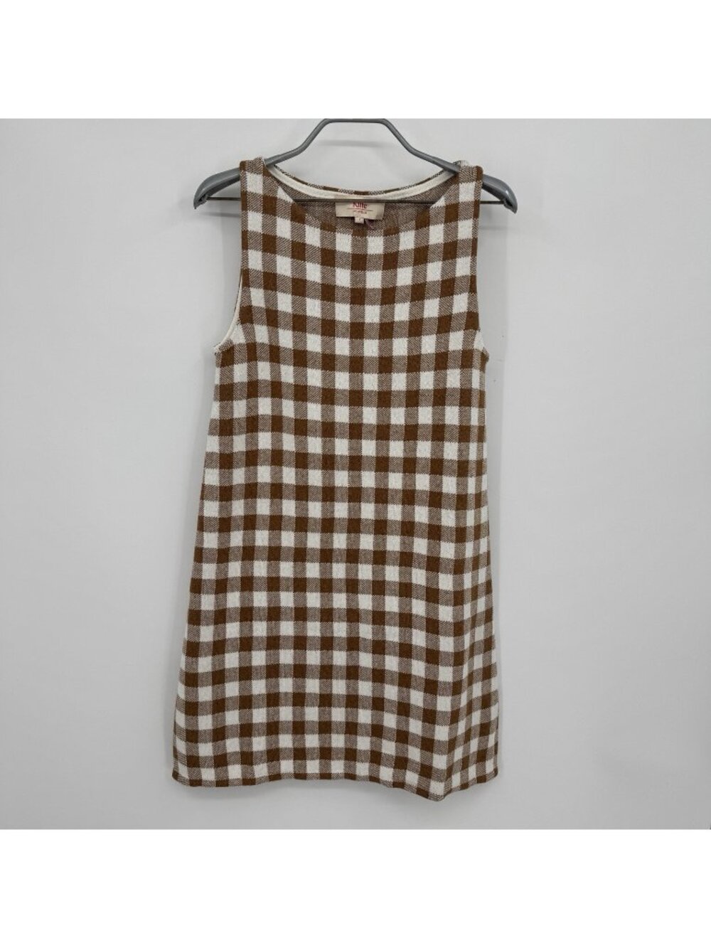 Kilte Collection Parker Mini Dress 1 S Toffee Gingham Washable Cotton Cashmere
